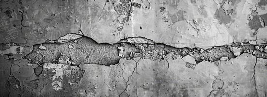 Textured gray concrete surface shows cracks and wear, presenting an abstract grunge style suitable for various design applications photo