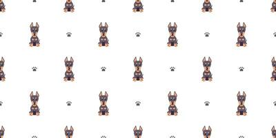 Cartoon character cute doberman dog seamless pattern background vector