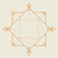 Golden Art Deco frame in hexagonal shape on light background. Vintage retro Art Deco border design vector