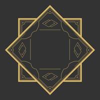 Art Deco frame in hexagonal shape on dark background. Vintage retro Art Deco border design vector