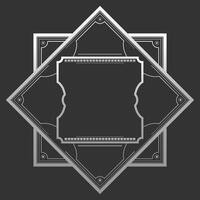 Silver Art Deco frame in hexagonal shape on dark background. Vintage retro Art Deco border design vector