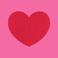 Textured red heart icon on pink background. Red heart with fabric textile texture vector