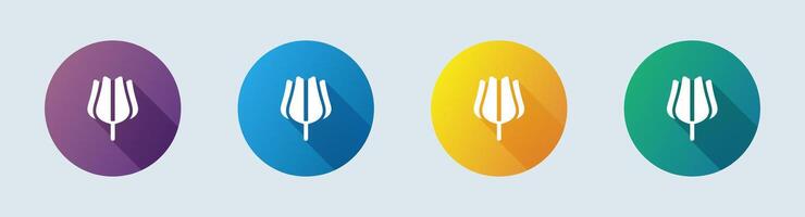 Four different colored surfboards with a long shadow vector