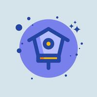 A birdhouse icon with a blue background vector