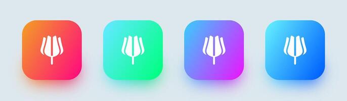 Four colorful buttons with a flower on them vector