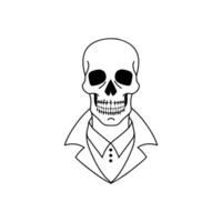 Funny skeleton in doodle style on white background. vector