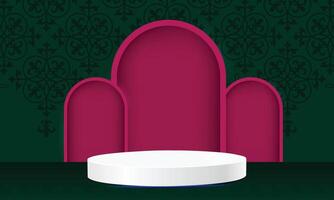 White realistic 3D cylinder pedestal podium with a sleek backdrop. Abstract geometric platform for product display, presentation, or exhibition. Minimalist scene with clean, modern aesthetics. vector