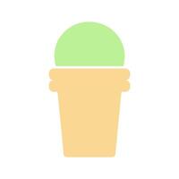 Pistachio Ice Cream in waffle cone Minimalistic ice cream cone design Sticker Icon Logo design idea. Isolated illustration Thematic cards, print materials, menu layouts or web promo leaflets vector
