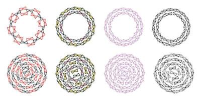 Eyeglasses monochrome and multicolored Circular frame borders and Backgrounds Bespectacled Day Set 8. Isolated illustration Thematic cards or web promo banner, leaflets, print materials or tags vector