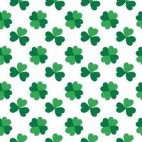 Shamrocks and Quatrefoil Clover leaves Seamless Pattern St Patrick Day Minimalistic Monochrome fond. Isolated Wrapping, wallpaper, thematic cards or web promo leaflets, banner, print materials vector