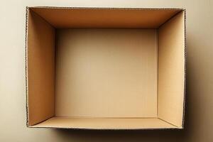 Top view of an empty cardboard box photo