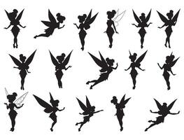 TINKERBELLE SILHOUETTE WHITE BACKGROUND vector