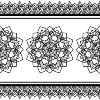 Floral mandala and border pattern with line. vector