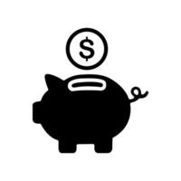 A black and white piggy bank with a dollar sign on it vector