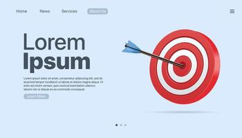 Target landing page, dart, banner business 3d icon illustration vector