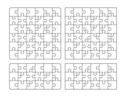Outline Jigsaw puzzle blank template vector