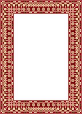 gold and red square Egyptian ornament. Endless Rectangle, Ring of Ancient Egypt. African frame