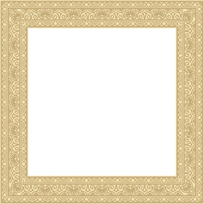 gold square classic renaissance ornament. Endless european border, revival style frame