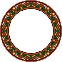 round Assyrian colored ornament. Circle, border, frame of Mesopatamia. Pattern, ring of the ancient East. vector