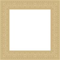 square gold border, frame, Pompeii. Rectangle Neopolitan ornament. Art of Ancient Rome. Template stained glass vector