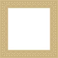 square gold border, frame, Pompeii. Rectangle Neopolitan ornament. Art Ancient Rome vector