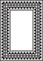 square Assyrian black monochrome ornament. Rectangle, border, frame of Mesopatamia. Pattern of the ancient East. vector