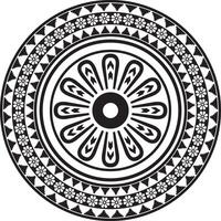 round Assyrian black monochrome ornament. Circle, border, frame of Mesopatamia. Pattern, ring of the ancient East. vector