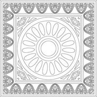 square Assyrian black outline ornament. Rectangle, border, frame of Mesopatamia. Pattern of the ancient East. vector