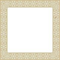 square european gold ornament. Rectangular pattern, circle, ring of Middle Ages. Revival border. Decorations of palaces and churche vector