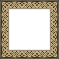 square gold with black national Persian ornament. Rectangle, frame, border, ethnic pattern of the peoples of Iran, Tajikistan vector