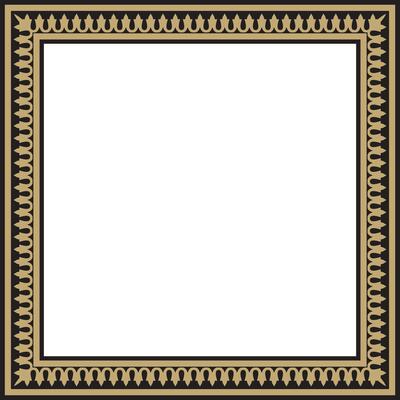 gold with black square Turkish national ornament. Ottoman border, frame. Ethnic floral rectangle, Seljuk Turks pattern. Decoration of the Sultan's palace