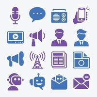 Communication and Media Icons Set for Digital use vector