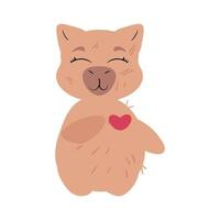 Adorable capybara with a heart on its chest vector