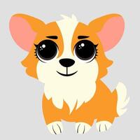 Adorable cartoon corgi puppy with big, sparkling eyes and a friendly, happy expression vector