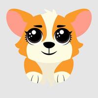 Adorable cartoon corgi with big sparkling eyes and a friendly smile vector