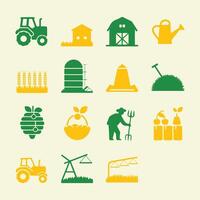 Tractor Barn and Field Icons for Web and Mobile Interfaces vector