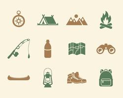 Essential Camping and Adventure Icons for Apps and Websites vector