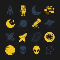 Essential Cosmic and Galaxy Icons for Infographics and UI vector