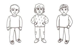 Outline Set of Illustration of Little Boys Isolated on White Background vector