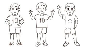 Outline Set of Illustration of Boys Isolated on White Background vector