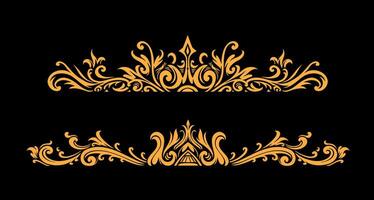 Ornament floral design element for frame and wedding with vintage style on black background. vector
