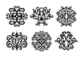 set of oriental damask pattern on white background vector