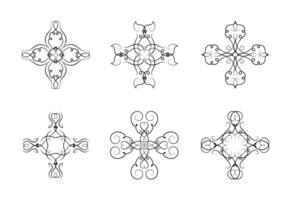 Borders Elements Set Collection Art Ornament Design on Black Colour vector