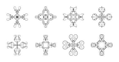 Borders Elements Set Collection on Black Colour vector