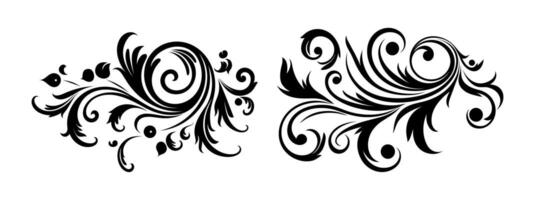 Vintage typographic design element , calligraphic decorative ornament element art on black colour. vector