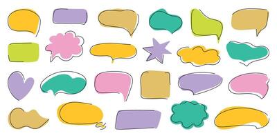 Speech bubble set in trendy style. Child Handwritten Chat balloons for dialog icon, text, comic comments. Message in cloud frame, talk box. Isolated illustration on white background. vector