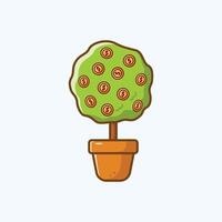 Tree of Coin Cartoon Illustration vector