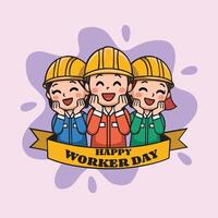 International worker day Concept With Happy Smiling worker vector