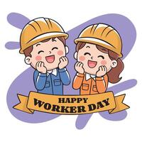 Diverse and Smiling Workers Honoring Labor Day vector