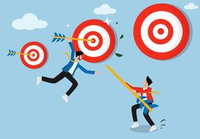 two people are trying to hit a target with arrows vector